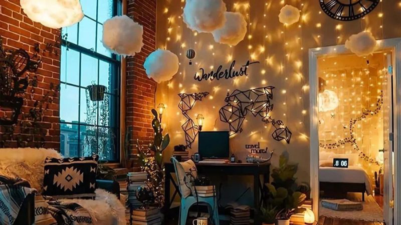 نورپردازی اتاق خواب با ریسه