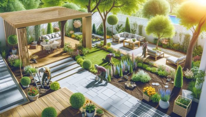 بازسازی حیاط و تراس